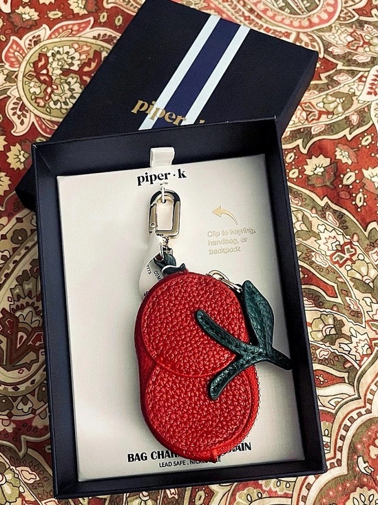 Piper K Accessories - piper k Cherry Zip Bags Bag Charm & KeyChain Red & Green
